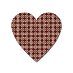 Brown Tiles Leaves Wallpaper Heart Magnet by Pakrebo