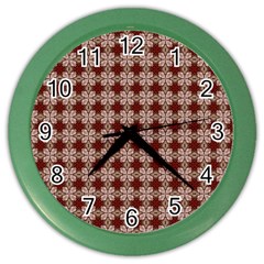 Brown Tiles Leaves Wallpaper Color Wall Clock by Pakrebo