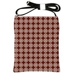 Brown Tiles Leaves Wallpaper Shoulder Sling Bag by Pakrebo