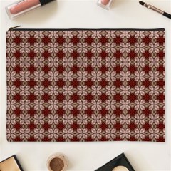 Brown Tiles Leaves Wallpaper Cosmetic Bag (xxxl) by Pakrebo