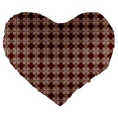 Brown Tiles Leaves Wallpaper Large 19  Premium Heart Shape Cushions