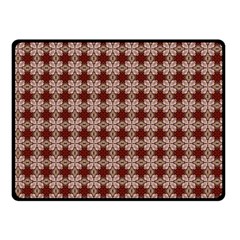 Brown Tiles Leaves Wallpaper Double Sided Fleece Blanket (small)  by Pakrebo