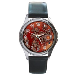 Fractal Rendering Pattern Abstract Round Metal Watch