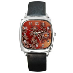 Fractal Rendering Pattern Abstract Square Metal Watch