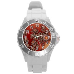 Fractal Rendering Pattern Abstract Round Plastic Sport Watch (L)