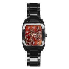 Fractal Rendering Pattern Abstract Stainless Steel Barrel Watch