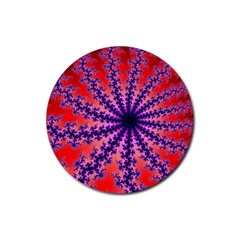 Fractal Abstract Background Spiral Rubber Round Coaster (4 Pack)  by Pakrebo