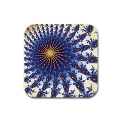 Fractal Spiral Curve Abstraction Rubber Square Coaster (4 Pack)  by Pakrebo