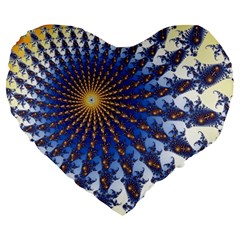 Fractal Spiral Curve Abstraction Large 19  Premium Flano Heart Shape Cushions by Pakrebo