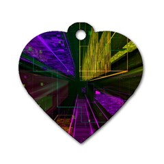 Data City Large Fiction Digital Dog Tag Heart (one Side) by Pakrebo