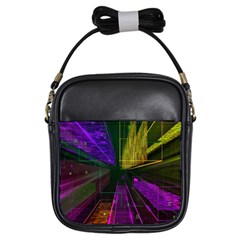 Data City Large Fiction Digital Girls Sling Bag by Pakrebo