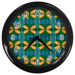 Seamless Wallpaper Digital Patterns Wall Clock (black)