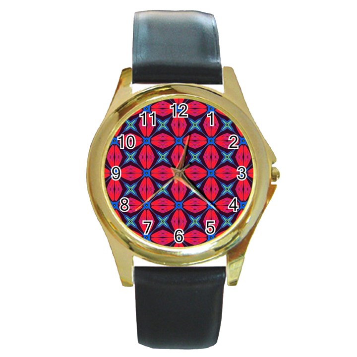 Seamless Wallpaper Digital Pattern Red Blue Round Gold Metal Watch