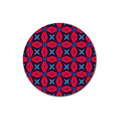 Seamless Wallpaper Digital Pattern Red Blue Rubber Round Coaster (4 Pack)  by Pakrebo