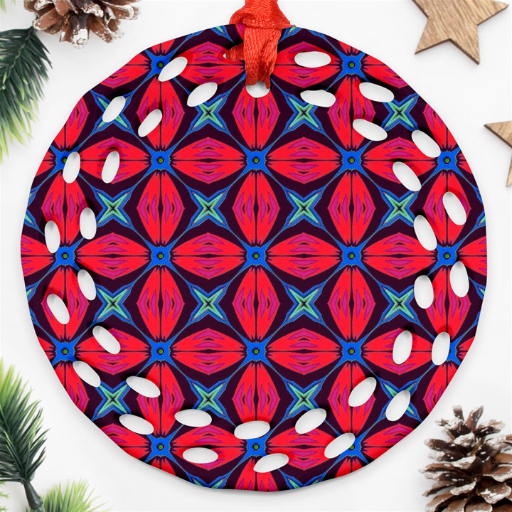 Seamless Wallpaper Digital Pattern Red Blue Round Filigree Ornament (Two Sides)