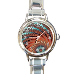 Fractal Spiral Abstract Design Round Italian Charm Watch by Pakrebo