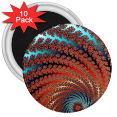 Fractal Spiral Abstract Design 3  Magnets (10 Pack)  by Pakrebo