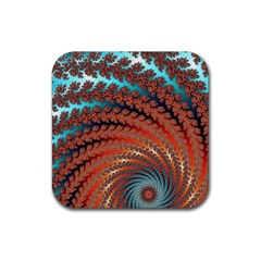 Fractal Spiral Abstract Design Rubber Coaster (square)  by Pakrebo