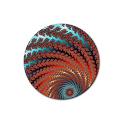 Fractal Spiral Abstract Design Rubber Round Coaster (4 Pack)  by Pakrebo