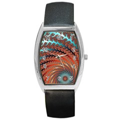 Fractal Spiral Abstract Design Barrel Style Metal Watch by Pakrebo