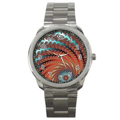 Fractal Spiral Abstract Design Sport Metal Watch by Pakrebo