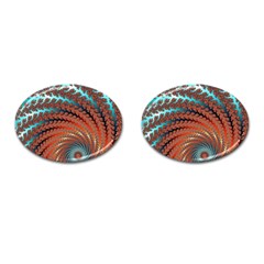 Fractal Spiral Abstract Design Cufflinks (oval) by Pakrebo