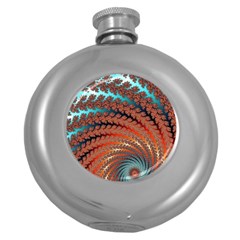 Fractal Spiral Abstract Design Round Hip Flask (5 Oz) by Pakrebo