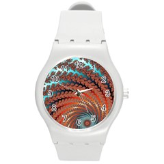 Fractal Spiral Abstract Design Round Plastic Sport Watch (m) by Pakrebo