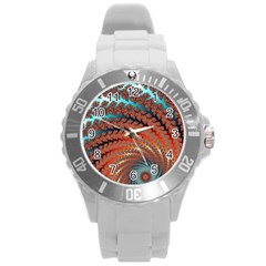 Fractal Spiral Abstract Design Round Plastic Sport Watch (l) by Pakrebo