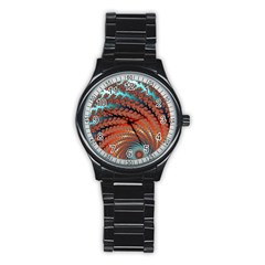 Fractal Spiral Abstract Design Stainless Steel Round Watch by Pakrebo