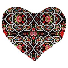 Flowers 1 Large 19  Premium Heart Shape Cushions