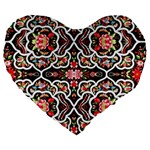 Flowers 1 Large 19  Premium Heart Shape Cushions Front