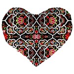 Flowers 1 Large 19  Premium Heart Shape Cushions Back