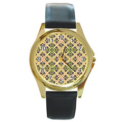 Seamless Wallpaper Geometric Yellow Round Gold Metal Watch by Pakrebo