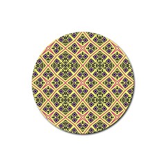 Seamless Wallpaper Geometric Yellow Rubber Coaster (round)  by Pakrebo