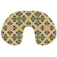 Seamless Wallpaper Geometric Yellow Travel Neck Pillow by Pakrebo