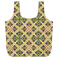 Seamless Wallpaper Geometric Yellow Full Print Recycle Bag (xl) by Pakrebo