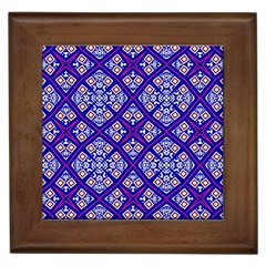 Symmetry Digital Art Pattern Blue Framed Tiles by Pakrebo