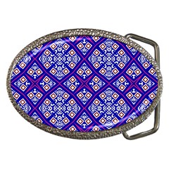 Symmetry Digital Art Pattern Blue Belt Buckles by Pakrebo