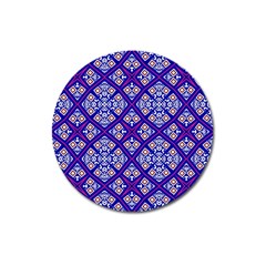 Symmetry Digital Art Pattern Blue Magnet 3  (round) by Pakrebo