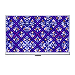 Symmetry Digital Art Pattern Blue Business Card Holder by Pakrebo