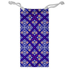 Symmetry Digital Art Pattern Blue Jewelry Bag by Pakrebo