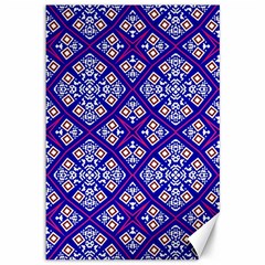 Symmetry Digital Art Pattern Blue Canvas 12  X 18  by Pakrebo