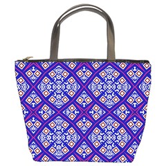 Symmetry Digital Art Pattern Blue Bucket Bag by Pakrebo