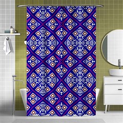 Symmetry Digital Art Pattern Blue Shower Curtain 48  X 72  (small)  by Pakrebo