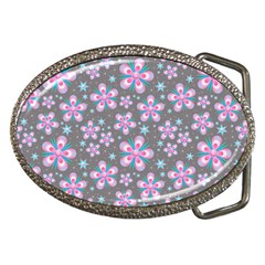 Seamless Pattern Flowers Pink Belt Buckles by Pakrebo