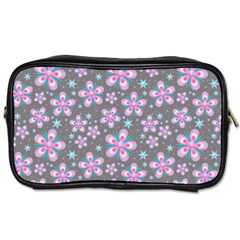 Seamless Pattern Flowers Pink Toiletries Bag (one Side) by Pakrebo