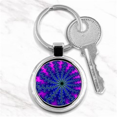 Fractal Abstract Background Digital Key Chain (round) by Pakrebo