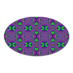 Seamless Wallpaper Pattern Ornament Green Purple Oval Magnet by Pakrebo