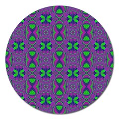 Seamless Wallpaper Pattern Ornament Green Purple Magnet 5  (round) by Pakrebo